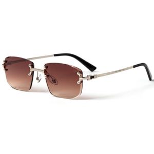 Brown Square Retro Luxury Fashion Hip Hop Metal Frame Prep Square Y2k Sunglasses
